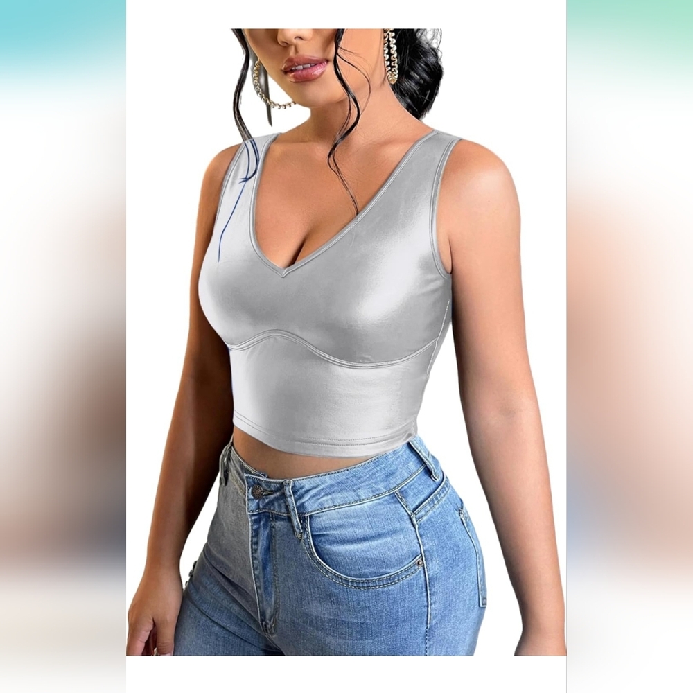 Womens silver tank top